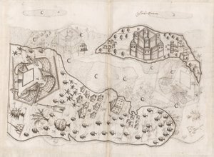 Portugiesischer Plan der Bahrain-Inseln, Livro do Estado da India Oriental von Pedro Barreto de Resende, Sloane MS 197, f.165v-166r