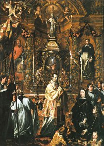 Carlos II vor der Heiligen Form - Pedro Ruiz González von Pedro Ruíz Gonzalez