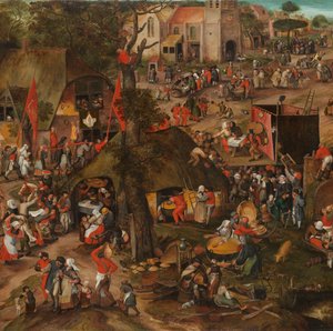 Eine flämische Kirmes mit einer Aufführung der Farce 