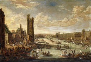 Ein Blick auf Paris in Richtung Louvre und Tour de Nesle, 1671-77
