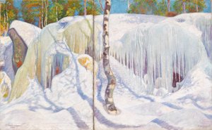 Felsen bedeckt mit Eis und Schnee von Pekka Halonen