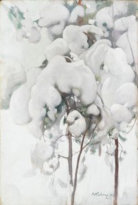 Schneebedeckte Kiefernsprösslinge von Pekka Halonen