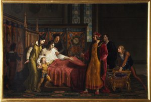 Karl VIII. besucht den sterbenden Gian Galeazzo Sforza im Schloss Pavia von Pelagio Palagi
