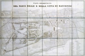 Plan von Park Royal und der Stadt Racconigi von Pelagio Palagi