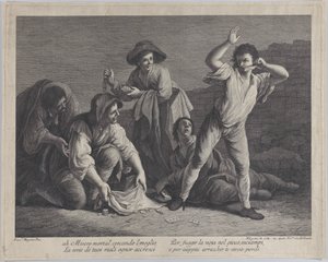 Eine Gruppe von Menschen beim Glücksspiel, 1770-1800 von Pellegrino dal Colle