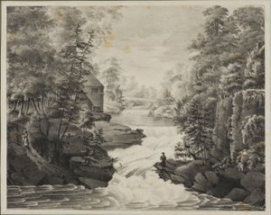 Landschaft mit Wasserfall