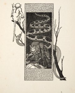 Affe gegen Schlange, aus Hundert Anekdoten über Tiere, veröffentlicht 1924