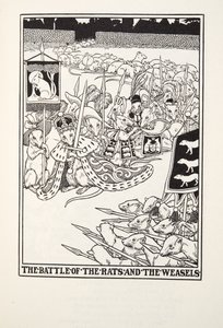 Der Kampf der Ratten und der Wiesel, aus Fontaine Fabeln, veröffentlicht 1905
