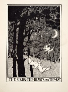 Die Vögel, die Tiere und die Fledermaus, aus Hundert Fabeln von Äsop, veröffentlicht 1903 (Gravur) von Percy J. Billingshurst