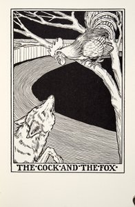 Der Hahn und der Fuchs, aus Fontaine Fabeln, veröffentlicht 1905 von Percy J. Billingshurst