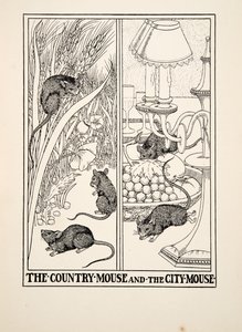 Die Landmaus und die Stadtmaus, aus Hundert Fabeln von Äsop, veröffentlicht 1903