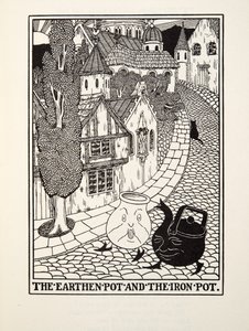 Der Tontopf und der Eisentopf, aus Fontaine Fabeln, veröffentlicht 1905