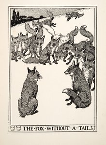 Der Fuchs ohne Schwanz, aus Hundert Fabeln von Äsop, veröffentlicht 1903