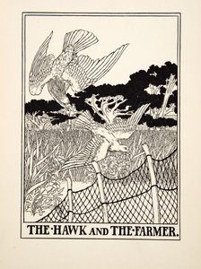 Der Falke und der Bauer, aus Hundert Fabeln von Aesop, veröffentlicht 1903 von Percy J. Billingshurst
