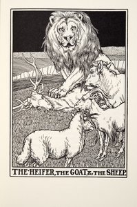 Das Kalb, die Ziege und das Schaf, aus Fontaine Fables, veröffentlicht 1905 von Percy J. Billingshurst