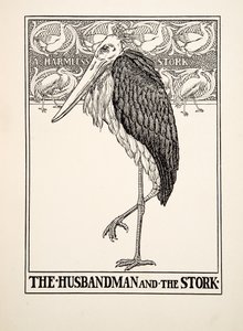 Der Bauer und der Storch, aus Hundert Fabeln von Äsop, veröffentlicht 1903 von Percy J. Billingshurst