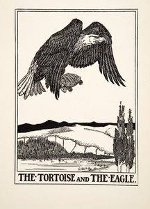 Die Schildkröte und der Adler, aus Hundert Fabeln von Äsop, veröffentlicht 1903 (Gravur) von Percy J. Billingshurst