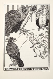Die Geier und die Tauben, aus Fontaine Fabeln, veröffentlicht 1905 von Percy J. Billingshurst