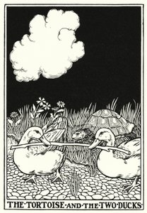 Fabeln von La Fontaine: Die Schildkröte und die zwei Enten von Percy James Billinghurst