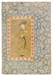 Ein Jugendlicher, der einen Weinkelch hält, Safavid Isfahan