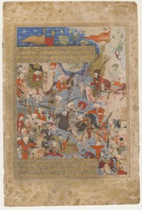 Ali und Aisha in der Schlacht des Kamels, aus einem Rawzat al-safa, 1571-72