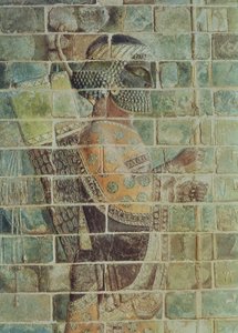 Detail eines Bogenschützen von einem Fries, aus dem Palast von Darius dem Großen (548-486 v. Chr.) in Susa, Iran, Achämenidenzeit, ca. 500 v. Chr.