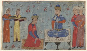 Seite aus einem Schahname (Buch der Könige) von Firdawsi; recto: Sindukht vor Sam, Iran