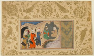 Seite aus einem unidentifizierten Text; Iskandar (?) besucht einen Einsiedler, Iran, ca. 1500 von Persian School