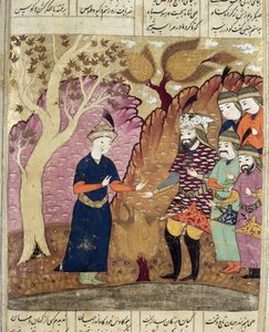 Ritter finden den gefallenen Kawus, Illustration aus dem Shahnama (Buch der Könige) von Abul-Qasim Manur Firdawsi