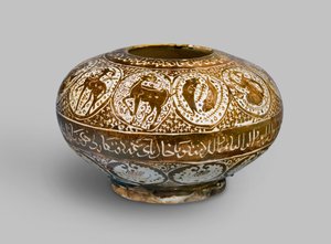Lustro-Gefäß, mit Tierkreiszeichen dekoriert, Kashan, Iran, Seldschukenzeit, frühes 13. Jahrhundert