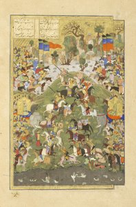 Talhand im Kampf gegen seinen Bruder, Illustration aus dem Shahnama (Buch der Könige), von Abul-Qasim Mansur Firdawsi (ca. 934-ca. 1020), 1444 von Persian School