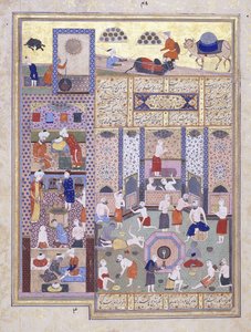 Der Kalif Harun al-Rashid in den Bädern, ca. 1584-5 von Persian School