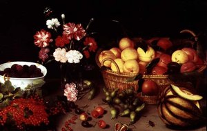 Stillleben mit Blumen und Früchten