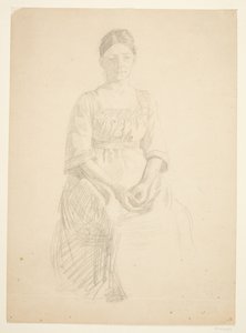 Die Frau des Künstlers sitzt Modell für das Porträt von Frau Thora Karl Madsen für das Gemälde: Einweihung des Faaborgmuseums (1910-11)