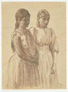 Zwei junge Mädchen. Studie zum Gemälde "Ball in einer Provinzstadt" (Göteborg Kunstmuseum)