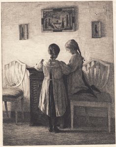 Interieur mit zwei kleinen Mädchen
