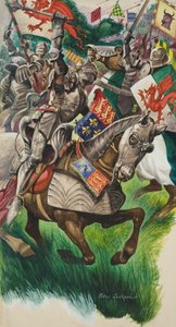 König Richard (1452-85) und Heinrich Tudor (1457-1509) auf dem Schlachtfeld bei Market Bosworth im Jahr 1485 von Peter Jackson