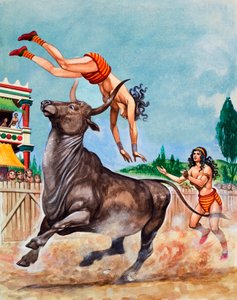 Der Stierkampf von König Minos. Minoische Stierspringer von Peter Jackson