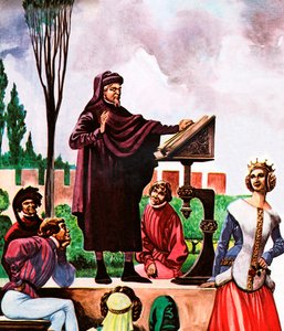Der Dichter Chaucer liest am Hof