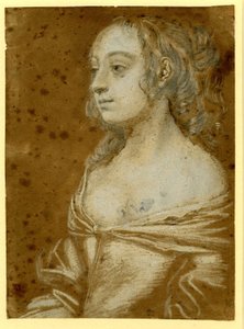 Porträt einer Dame mit Ringellocken in halber Länge von Peter Lely