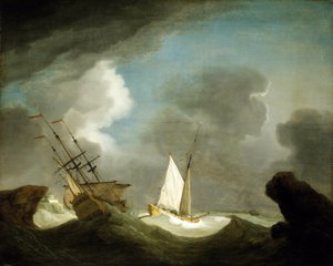 Ein Schiff der Ostindien-Kompanie und eine britische königliche Yacht von Peter Monamy