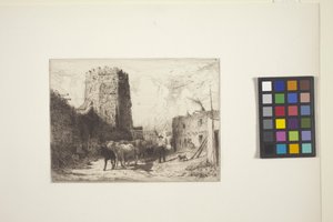 Kirche von San Miguel und das Pueblo-Haus in Santa Fe von Peter Moran