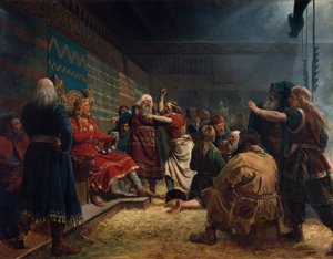 Haakon der Gute und Bauern beim Opferkäfig