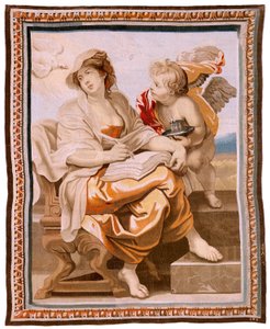 Flämischer Wandteppich. Serie Der Triumph der Eucharistie. Weisheit inspiriert durch den Heiligen Geist. Neunzehnter Wandteppich der Serie. Modell Peter Paul Rubens. 1626-1628. Herstellung Jacob II Geubels, Brüssel von Peter Paul (after) Rubens