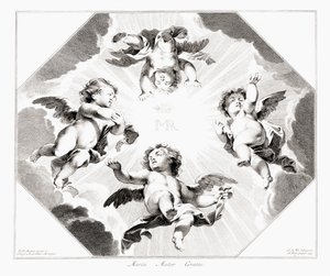 Vier Engel feiern die Jungfrau Maria von Peter Paul (after) Rubens