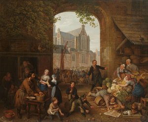 Zwei Betrunkene auf dem Markt in der Nähe der Westerkerk in Amsterdam von Peter Paul Joseph Noel