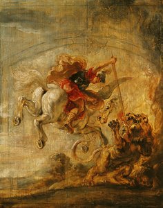 Bellerophon reitet Pegasus und kämpft gegen die Chimäre, 1635 von Peter Paul Rubens