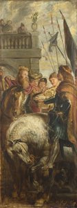 Könige Clothar und Dagobert streiten mit einem Herold des Kaisers Mauritius. Skizze für das Hochaltarbild, St. Bavo, Gent, 1611
