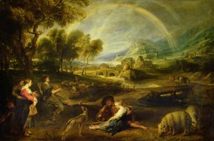 Landschaft mit einem Regenbogen