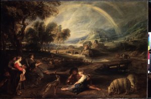 Landschaft mit einem Regenbogen